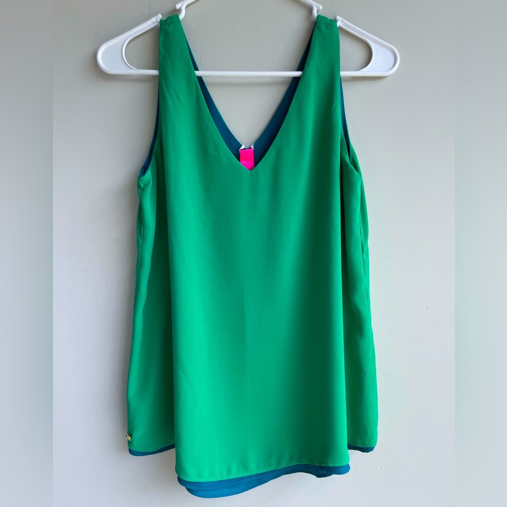 Lilly Pulitzer Florin Sleeveless Lileeze Reversible Sold color Tank Top